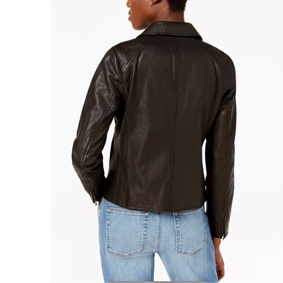 EILEEN FISHER - NWT - Women’s Moto Jacket LEATHER Sz L - BLACK - Picture 2 of 15